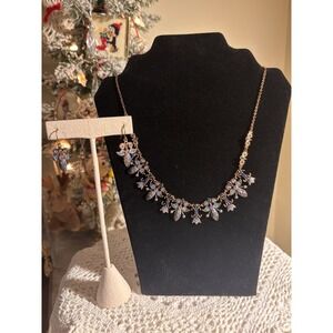 Vintage Avon Enamel Tulip Rhinestone Necklace Floral Whimsy Copper Tone